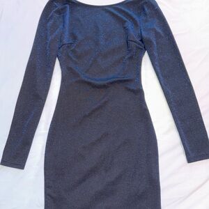 SHEIN Shimmering Midnight Blue Mini Bodycon Sleeve Dress